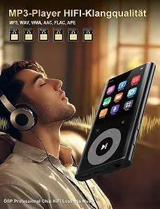 MP3-плеєр 64GB Bluetooth 5.3, 2.4 Дюйми Lossless Hi-Fi Sound, з Навушниками, Динаміком, Функцією Запису Голосу, FM-радіо, E-Book, підтримкою 128GB, для спорту та подорожей synthetic.ua - Фото 1