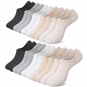 Носки-следки Без бренда 35-39 Невидимые носки Черный, хаки, светло-серый, белый, бежевый, 35 (10 пар) - Фото 1