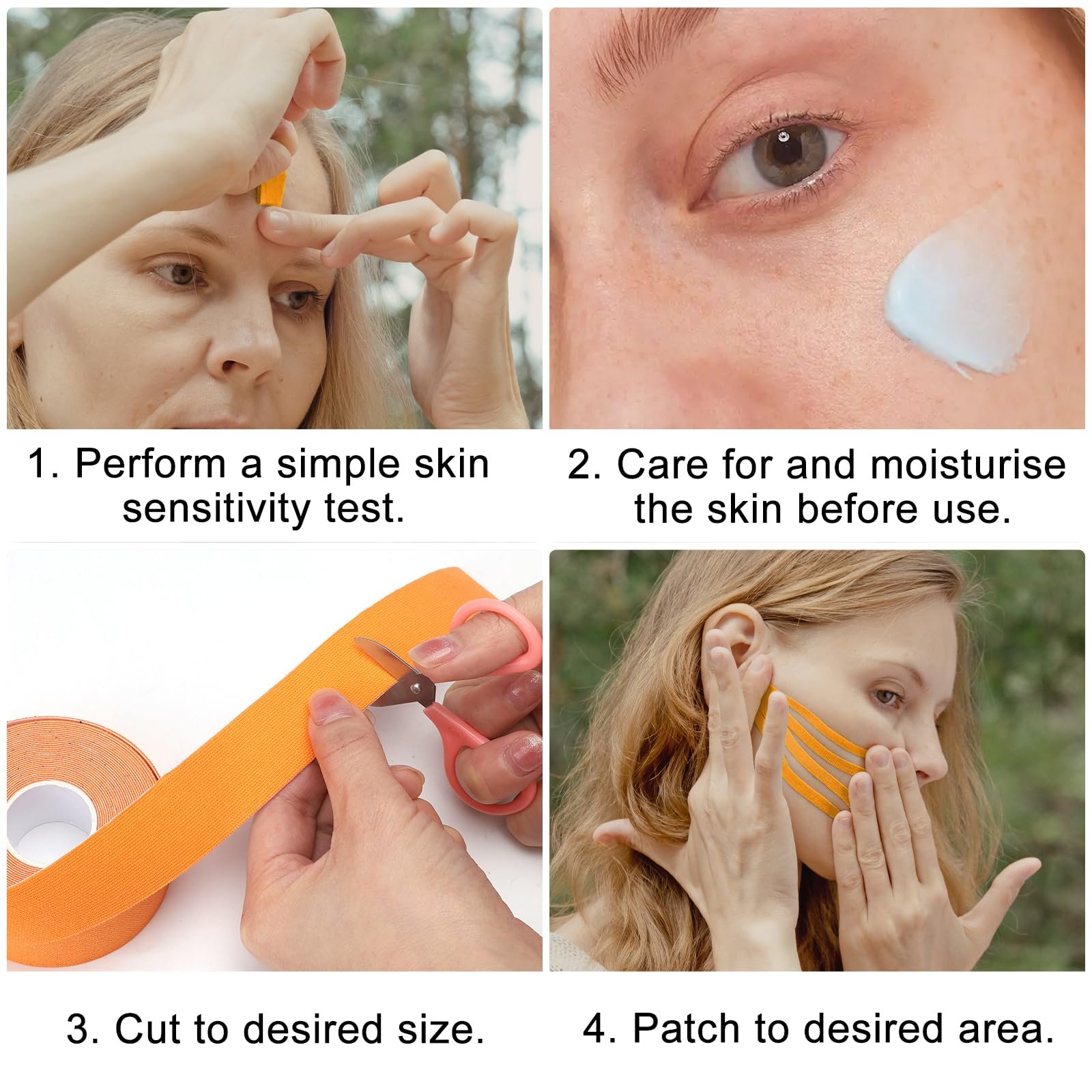 Лента для лица HENGBIRD, 2,5 см x 5 м, телесный, оранжевый, розовый, голубой, 4 шт., фото №7