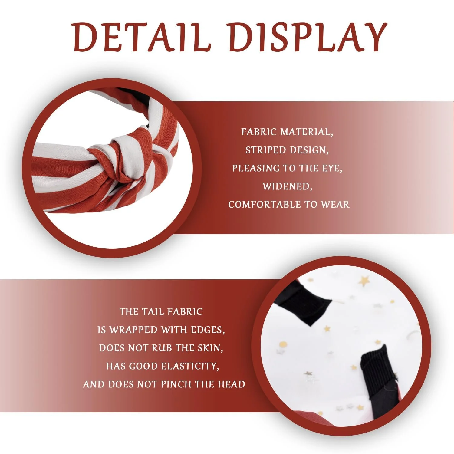 Обруч на голову Смугаста Червоний / Білий, набір з 3 штук, фото №3 Обруч на голову Смугаста Червоний / Білий, набір з 3 штук, фото №3