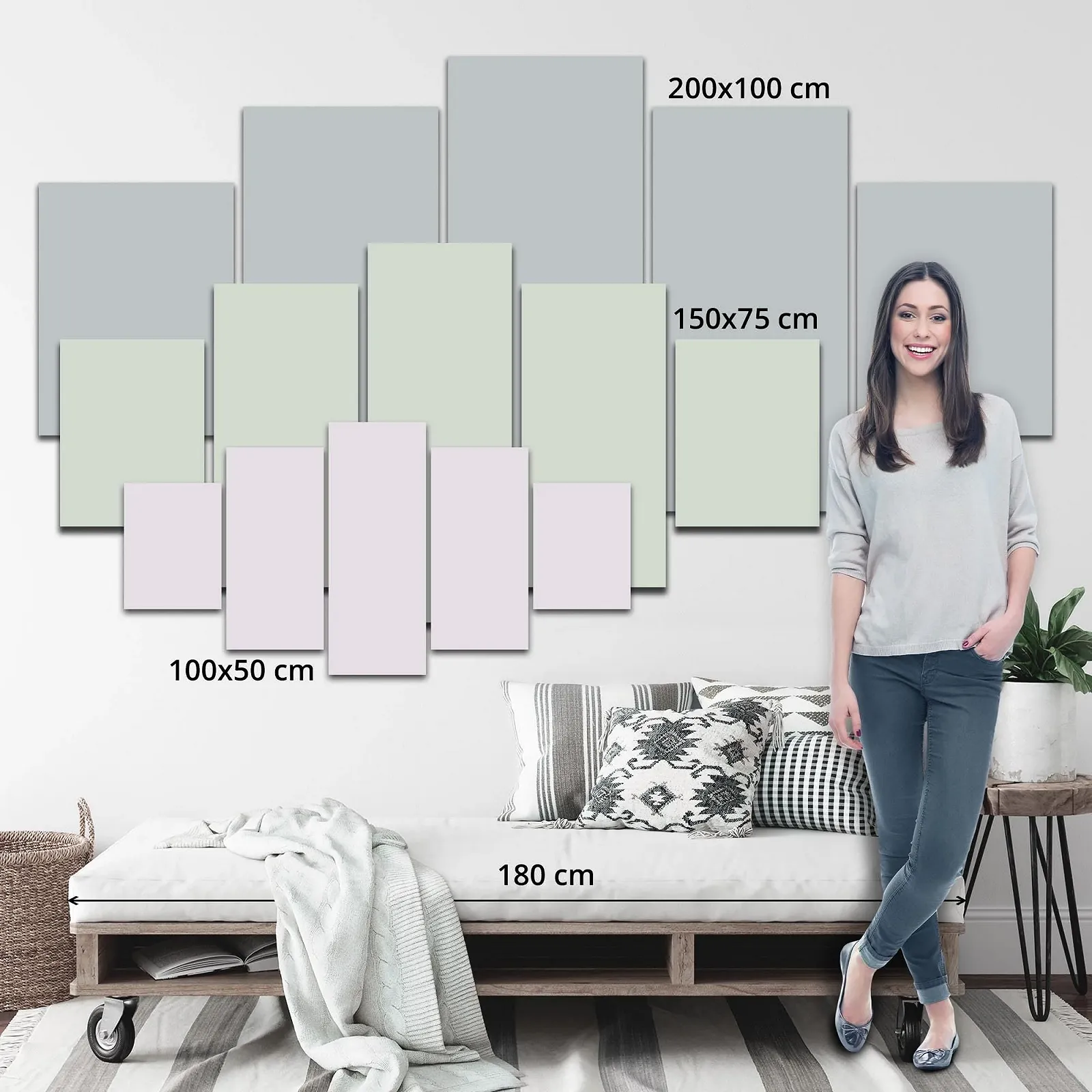 Картина Runa Art Feng Shui Buddha 200 x 100 см 5 шт. XXL Зелена 018251a, фото №4 Картина Runa Art Feng Shui Buddha 200 x 100 см 5 шт. XXL Зелена 018251a, фото №4