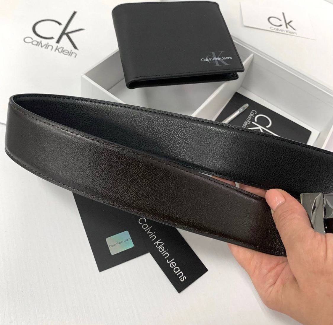 Мужской подарочный набор кожаный ремень и портмоне Calvin Klein, фото №5