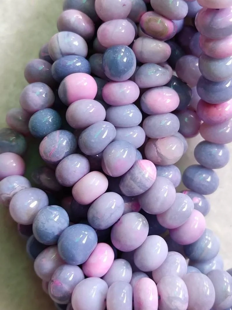 Бусины Лавандер Опал круглые гладкие 7-8 мм, нить длиной 40 см, бусины из драгоценных камней для ожерелья, браслета, фото №1