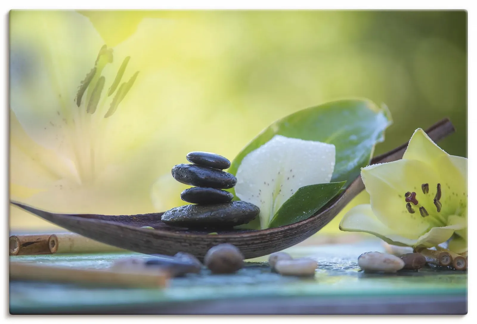 Картина на полотні ARTLAND U5HQ Spa Wellness Дзен-камені Лілії 90 x 60 см, фото №1 Картина на полотні ARTLAND U5HQ Spa Wellness Дзен-камені Лілії 90 x 60 см, фото №1