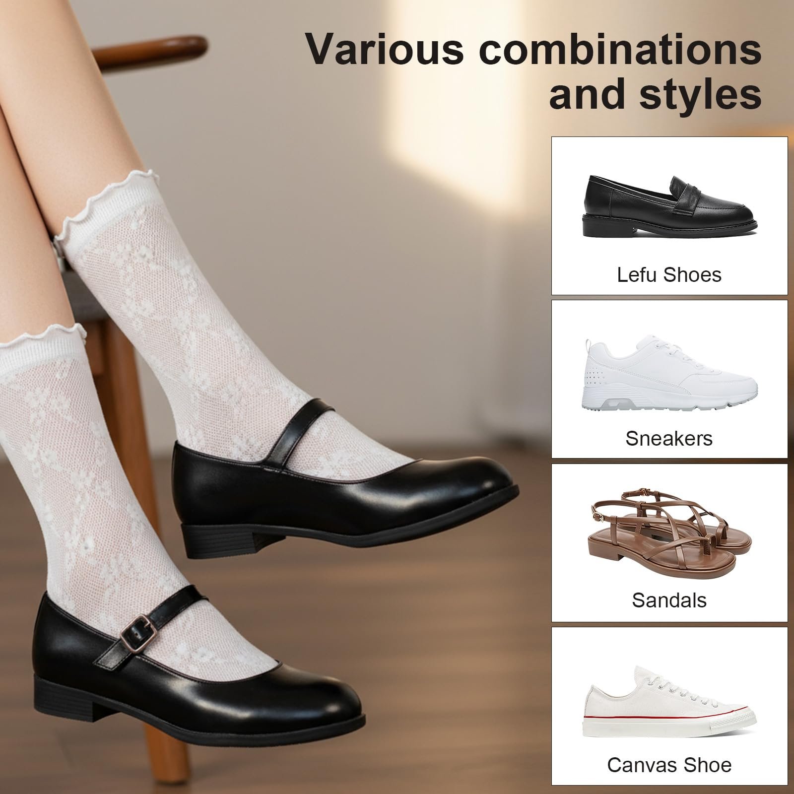 Носки Ouligay с рюшами, хлопковые, белые, 3 пары, размер 36-42, фото №6