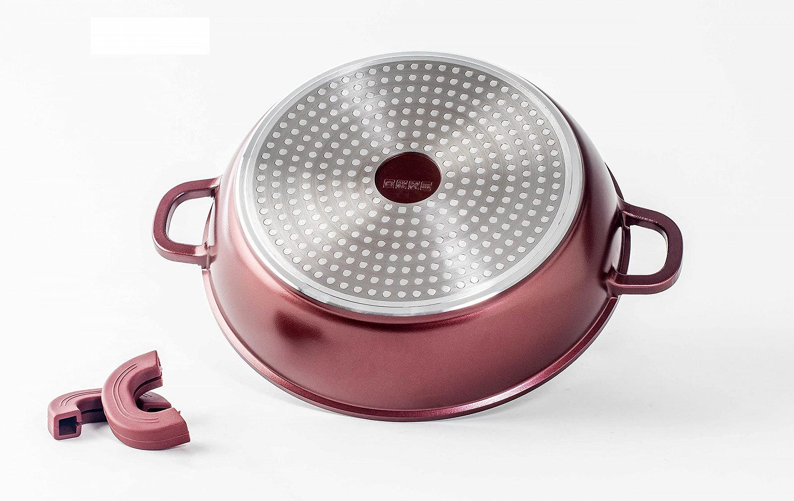 Кастрюля Wok Чугунный Алюминий 24 см Силиконовые Ручки Бордовый, фото №3 Кастрюля Wok Чугунный Алюминий 24 см Силиконовые Ручки Бордовый, фото №3