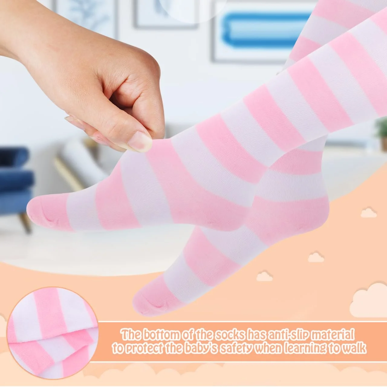 Гольфи Amosfun Смугасті вище коліна, аніме шкарпетки для жінок та дівчат, фото №4