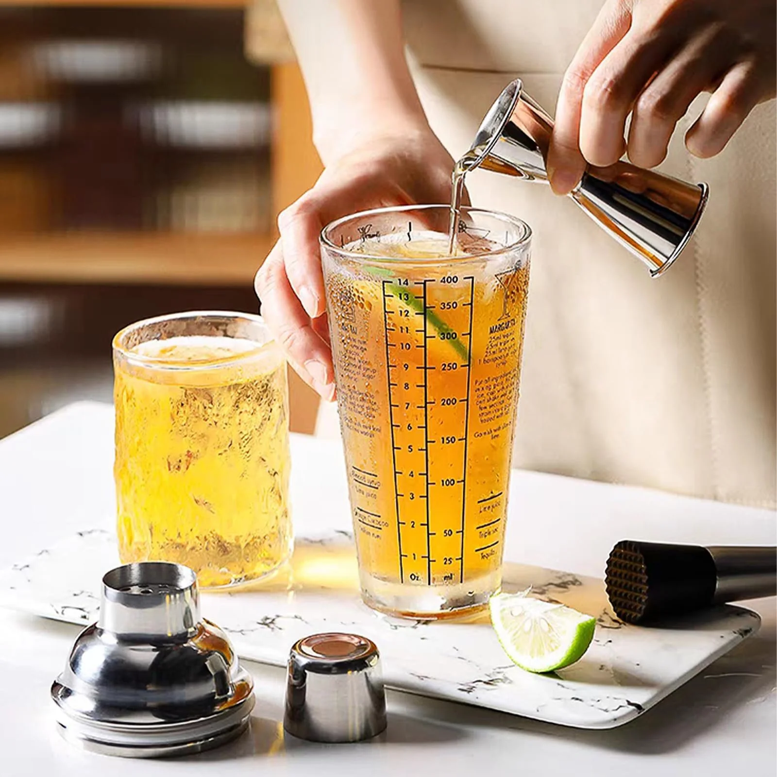 Профессиональный стеклянный набор для коктейлей, аксессуары для коктейльного шейкера, мерный стакан, набор для приготовления коктейлей для мохито, для дома или бара, фото №2 Профессиональный стеклянный набор для коктейлей, аксессуары для коктейльного шейкера, мерный стакан, набор для приготовления коктейлей для мохито, для дома или бара, фото №2