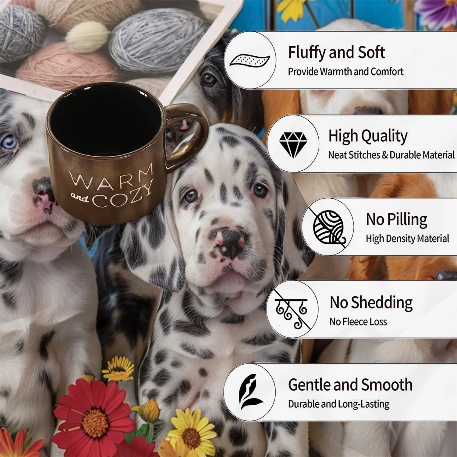 Покривало Флісове 130x150 см Візсла та ромашки, фото №7