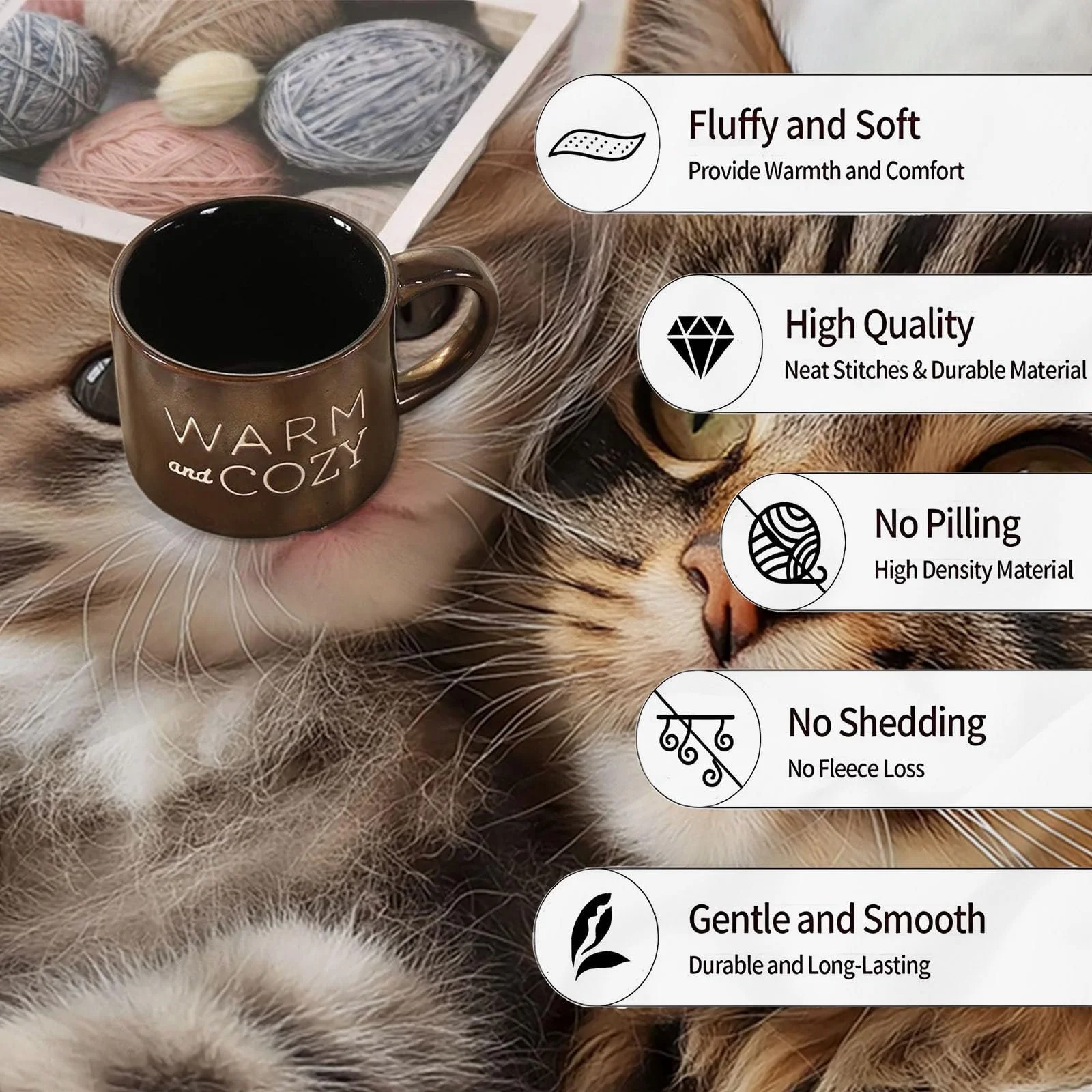 Покривало з милим кошеням 130 x 150 см М'яка тепла флісова Покривало для зими Різнокольорові різдвяні прикраси, фото №7 Покривало з милим кошеням 130 x 150 см М'яка тепла флісова Покривало для зими Різнокольорові різдвяні прикраси, фото №7