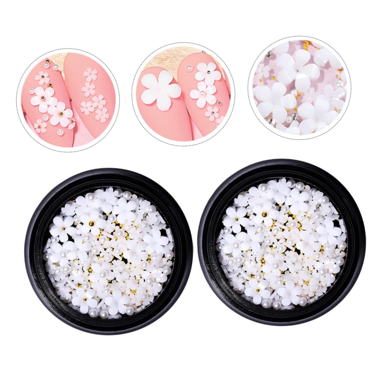 Housoutil Квіти з перлинами з білої смоли, фото №4