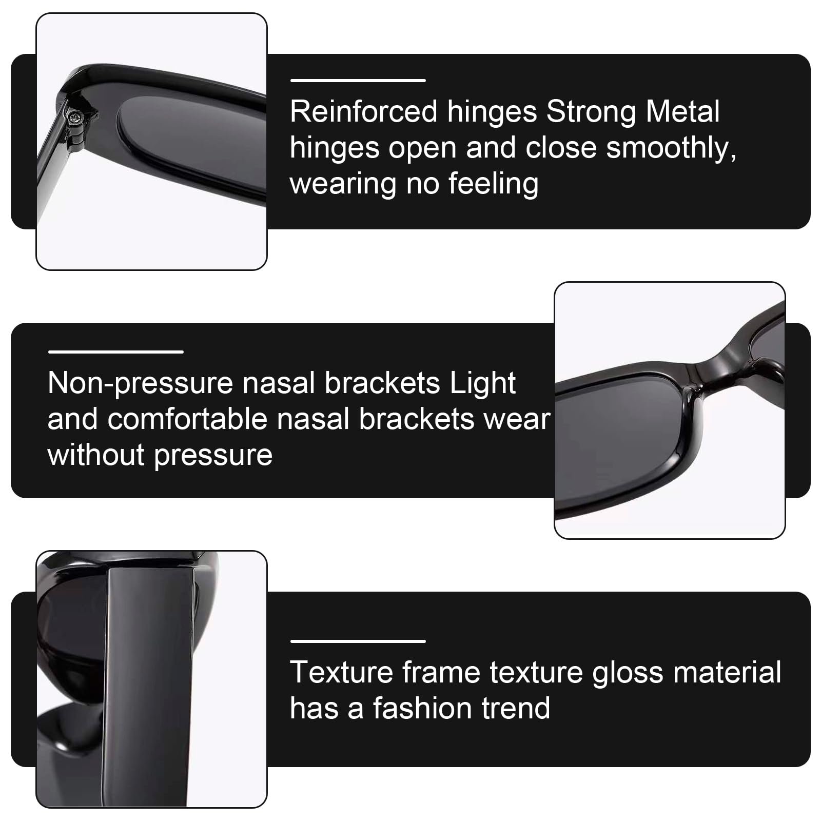 Сонцезахисні окуляри Прямокутні Вінтажні Чорні (16 шт), фото №6