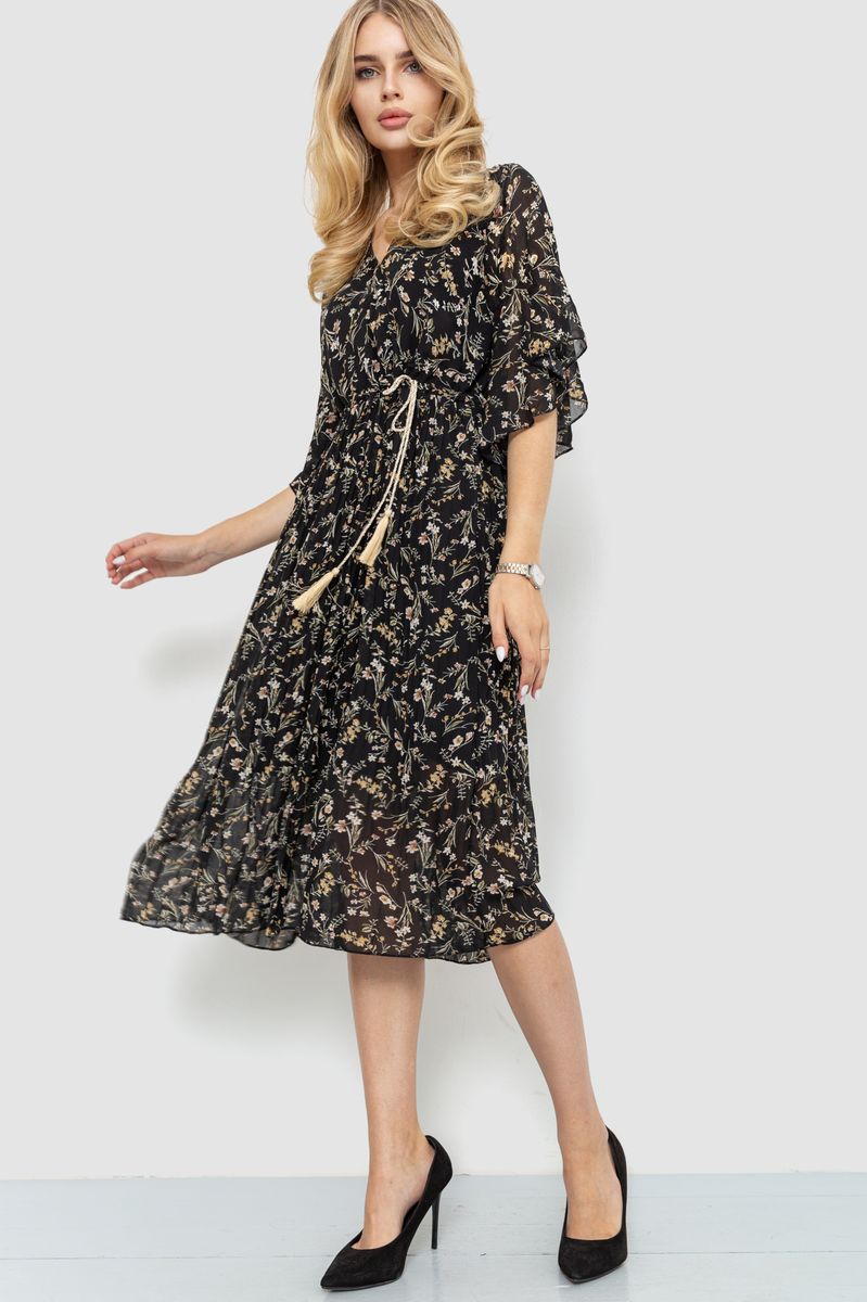 Платьє шифонний колір чорно-бежевий 204R1886, фото №3 Платьє шифонний колір чорно-бежевий 204R1886, фото №3