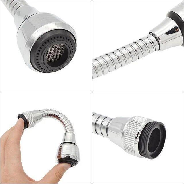 Гнучка насадка на кран Turbo Flex 360 Silver Економник води аератор, фото №2