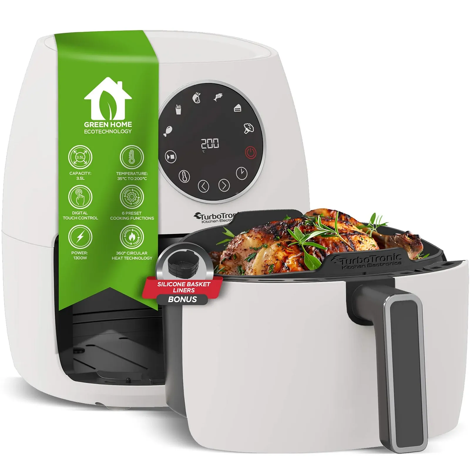 Мультипіч AirChef Pro 3.5 Л 1300 Вт з силіконовою вставкою Білий, фото №1
