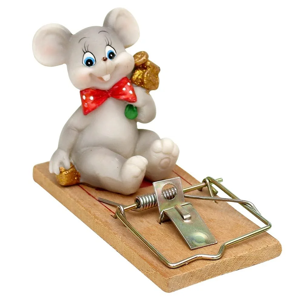 Скарбничка Dekohelden24 Миша на мишоловці Набір 2 шт. 4 x 10 x 6 см, фото №2