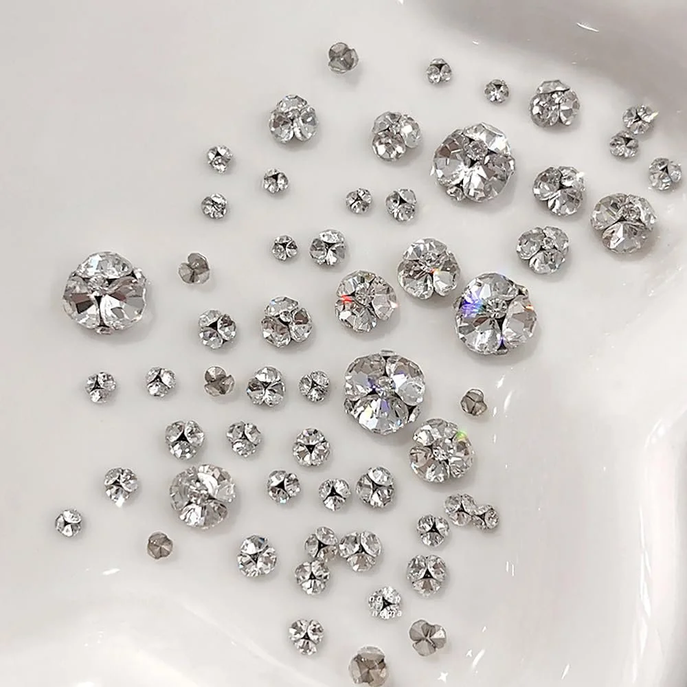 Кришталеві Стрази для Нігтів, Набір Різні Розміри, Міні, Білий Прозорий, фото №4