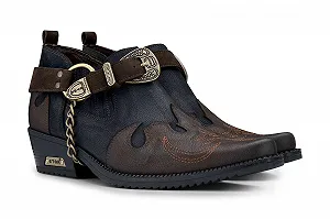 Чоботи Infinity Leather Western Cuba Cowboy зі справжньої шкіри з металевим ланцюгом synthetic.ua - Фото 1