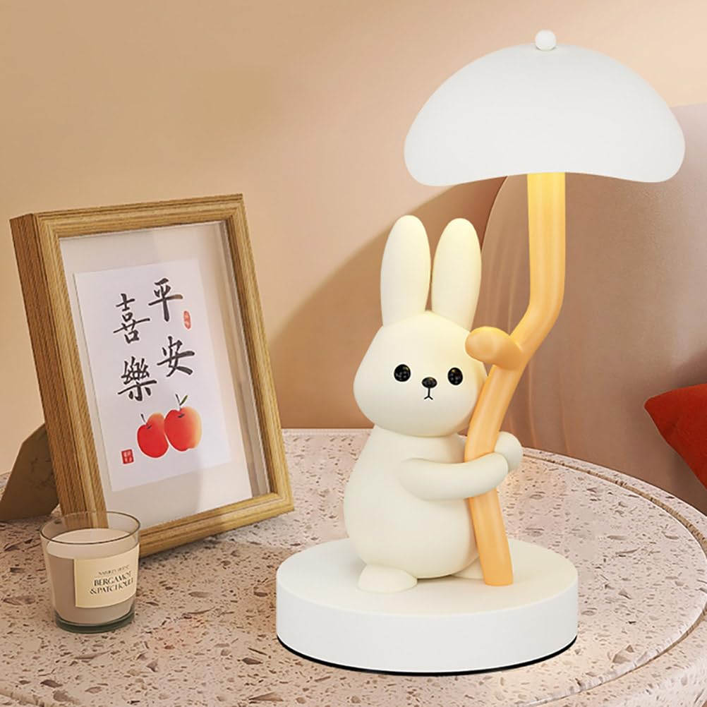 Лампа LOGT Mushroom Children's Table LED Сенсорная Диммируемая Грибная Настольная Лампа Беспроводная Батарея Ночник Кролик Декоративная Грибная Лампа для Детской Комнаты Спальни, фото №5