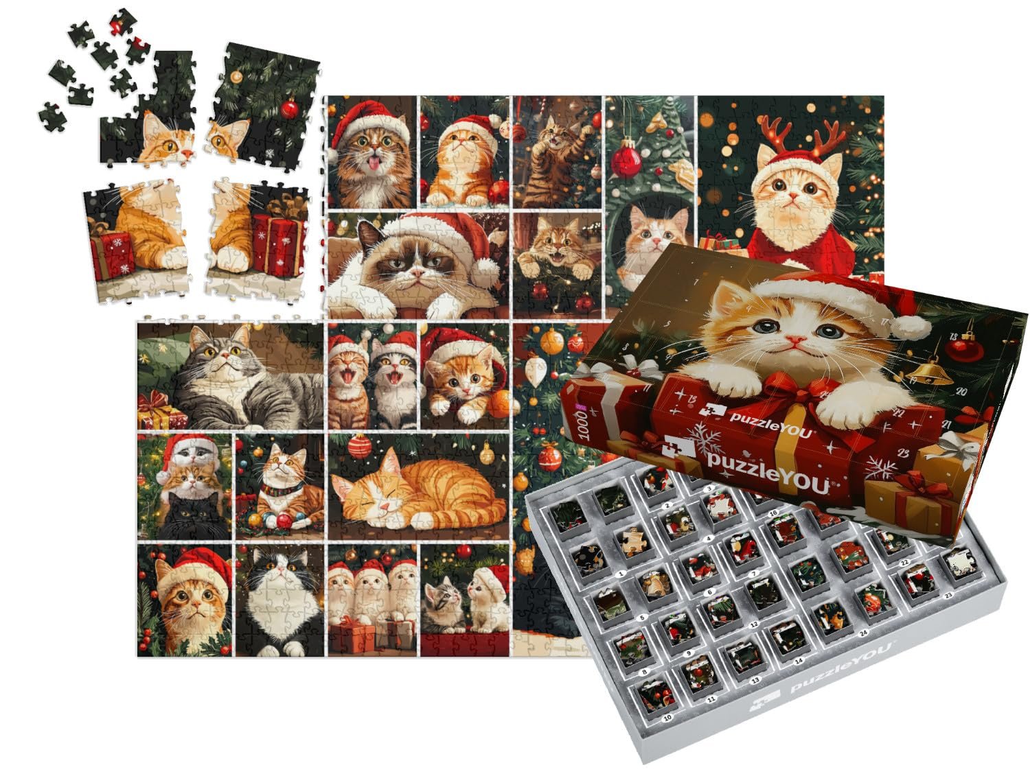 Пазл Адвент-календарь puzzleYOU "All Cats Love Christmas" 1000 деталей, фото №1