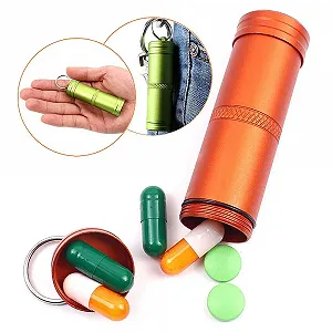 Міні-контейнер для таблеток SuperglockT, алюмінієвий, водонепроникний, помаранчевий synthetic.ua - Фото 1