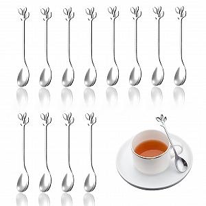 Ложка Кавова Лист з нержавіючої сталі, срібна, 14 шт - Фото 1