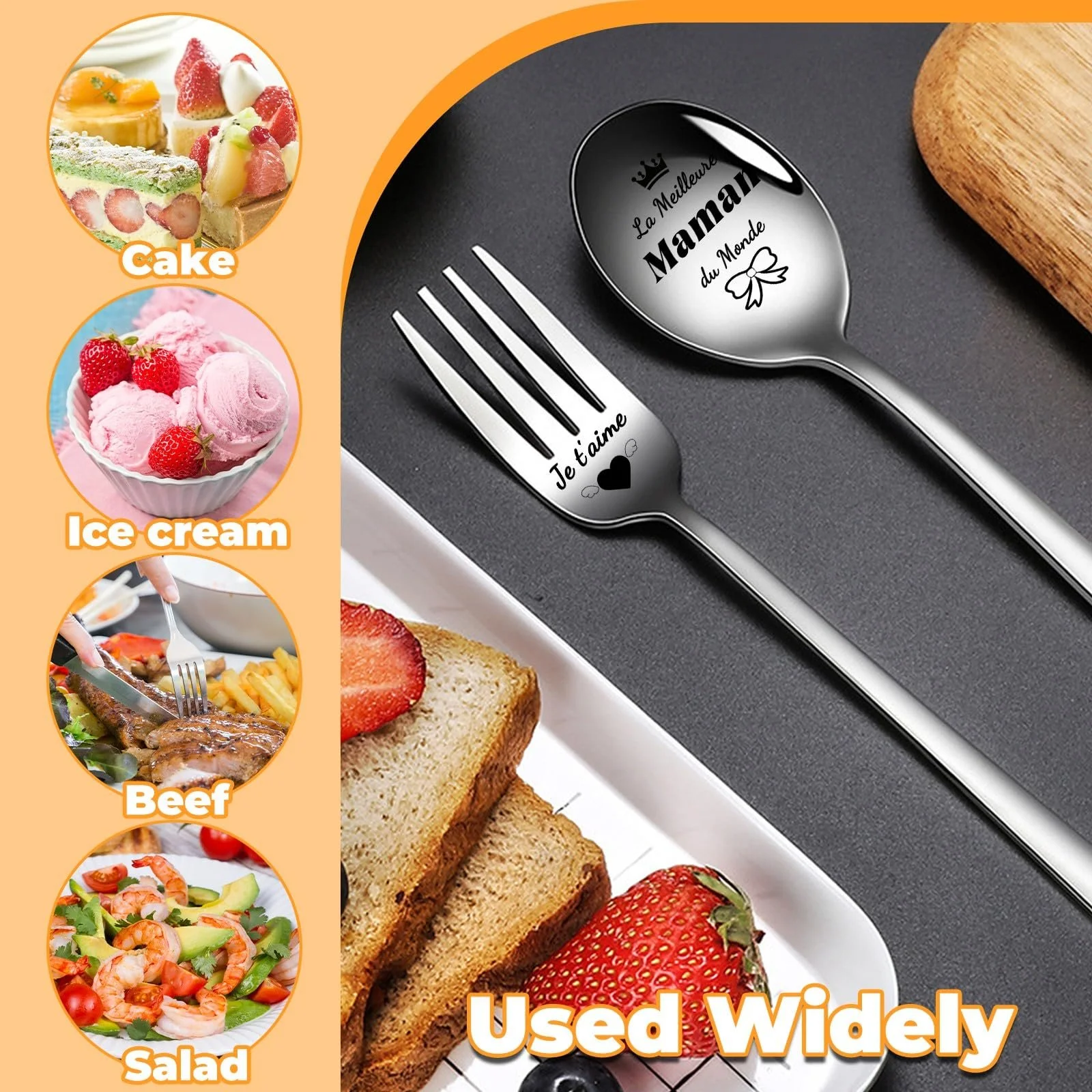 Ложка та виделка столові, 304 Нержавіюча сталь, фото №4