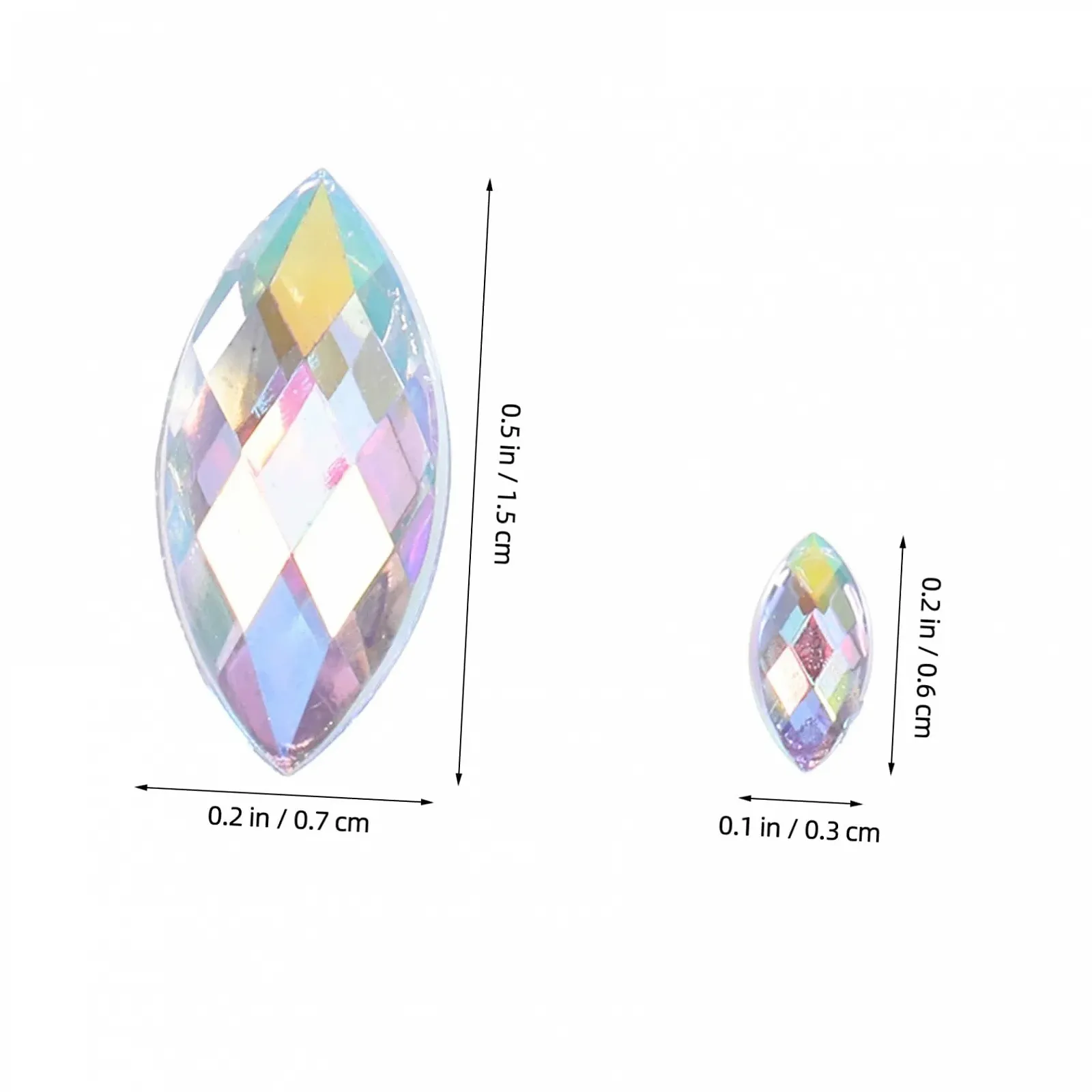 Стразы Акриловые PLAFOPE Форма Конского Глаза 600 шт. Разноцветные, фото №2