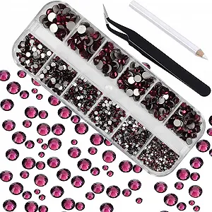 Стрази Різних Розмірів-Кристали, Манікюру, Рожевий, 1 набір - Фото 1