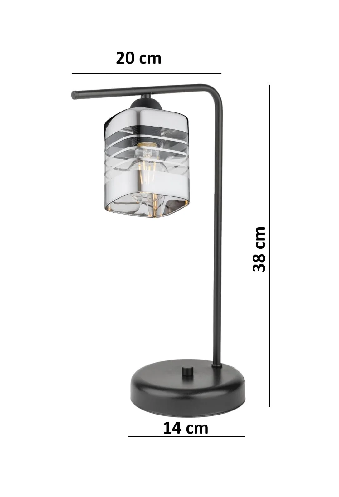 Настільна лампа Loft Metal Glass Silver 1-Bulb E27 Чорний, фото №2