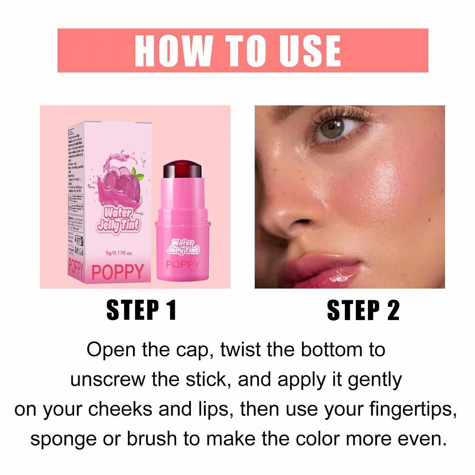 Помада Румяна Milk Cooling Water Jelly Tint Stick для Глаз (1, POOPY, 5 г), фото №6