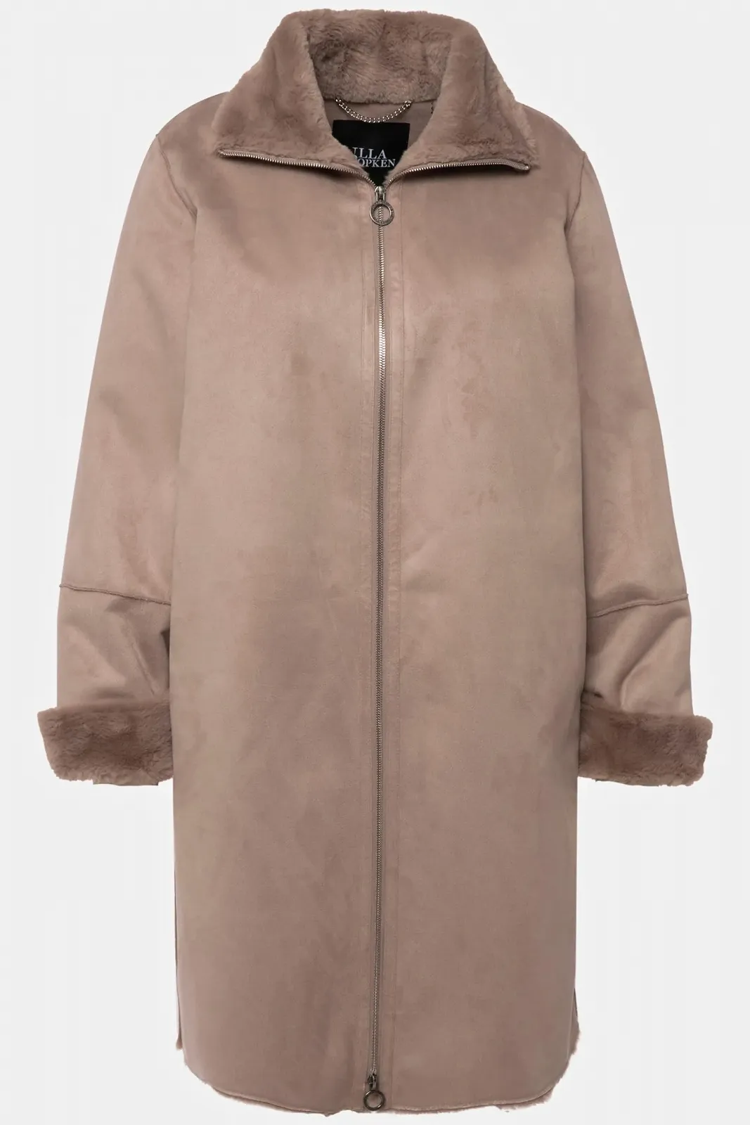 Пальто Ulla Popken Shearling, штучне хутро, комір-стійка, двостороння блискавка, фото №7