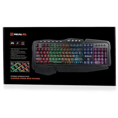 Клавіатура REAL-EL 8900 Gaming RGB Macro, чорна, фото №3