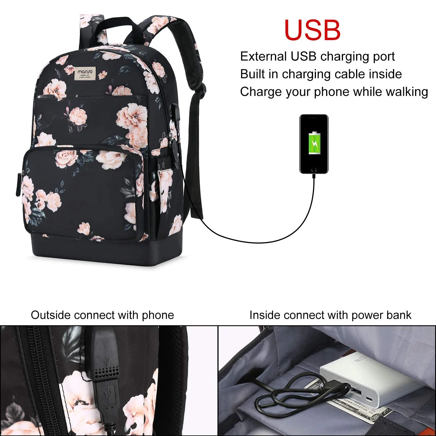 Рюкзак для ноутбука MOSISO Camellia 15.6-16 Inch Polyester Anti-Theft USB Black, фото №2 Рюкзак для ноутбука MOSISO Camellia 15.6-16 Inch Polyester Anti-Theft USB Black, фото №2