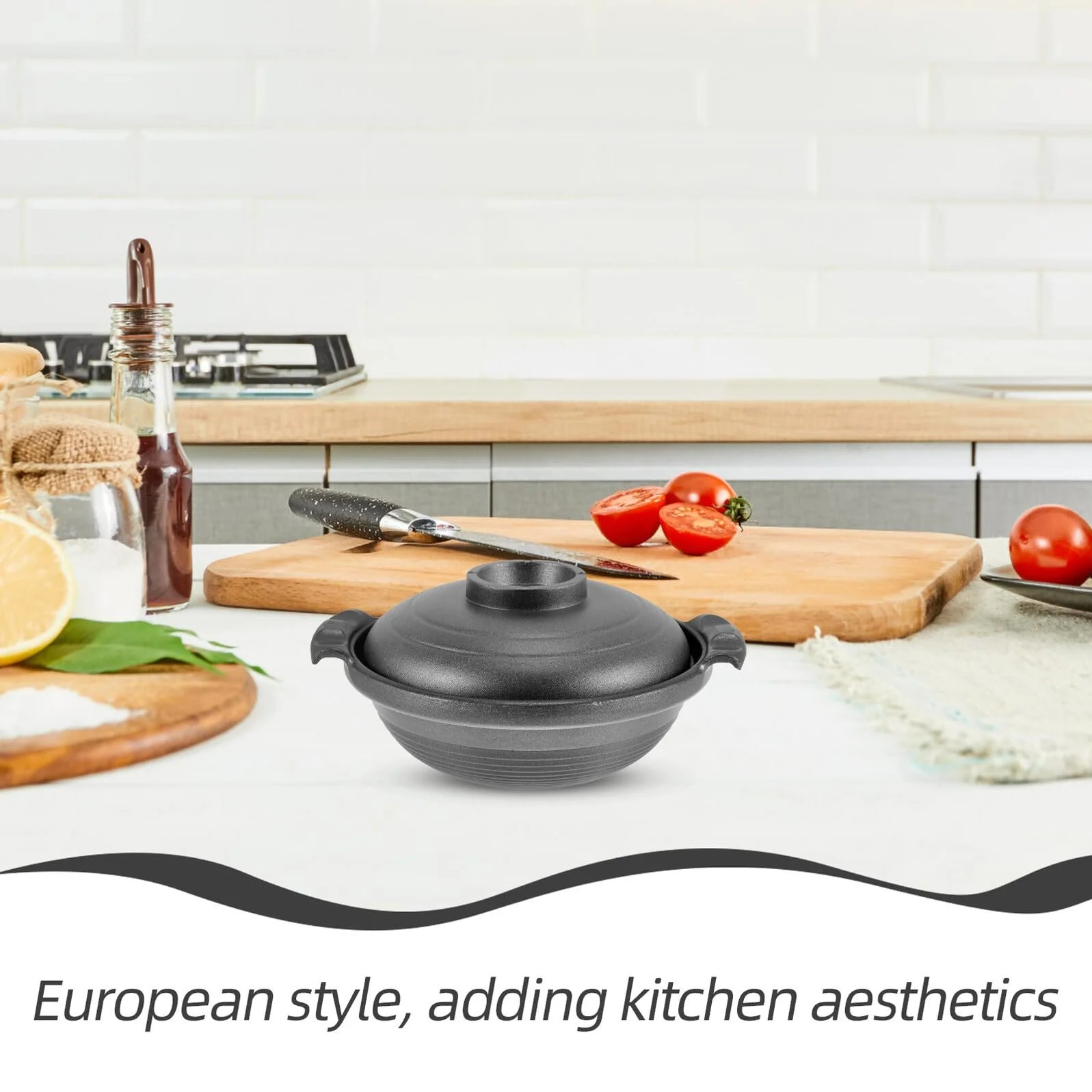 Каструля керамічна мультифункціональна з подвійною ручкою антипригарна, фото №7