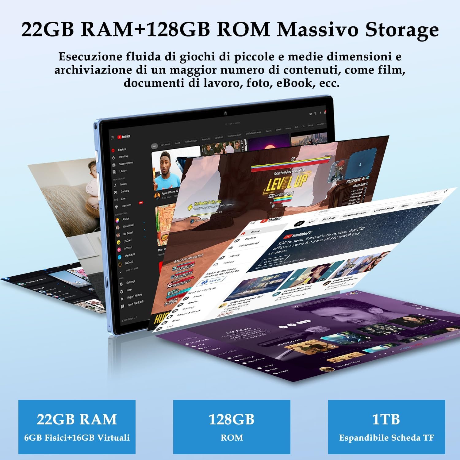 Планшет 10.1" ZIOVO Z168 (6+16)/128ГБ 2 ядер ‎Android 14 8000 mAh Голубой, фото №6