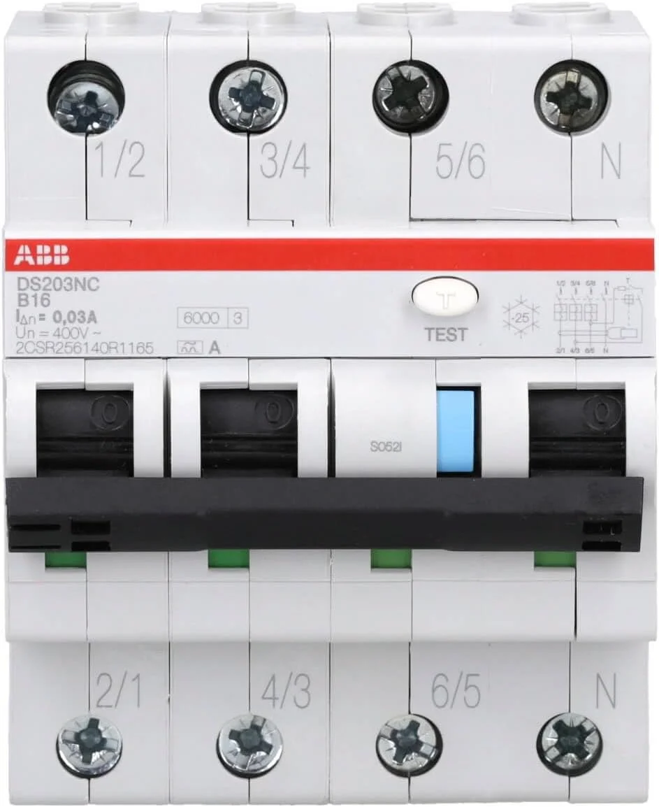 Автоматичний вимикач ABB DS203NC INT DIF MAG / B16 / 6 kA / 3P+N / Type-A / 30 мА / Білий, фото №2 Автоматичний вимикач ABB DS203NC INT DIF MAG / B16 / 6 kA / 3P+N / Type-A / 30 мА / Білий, фото №2
