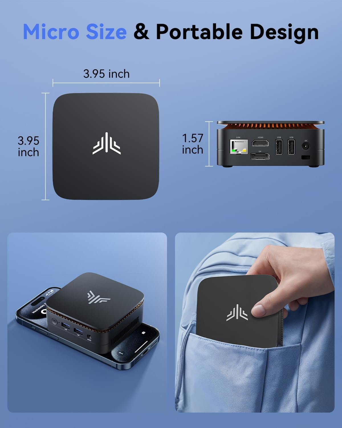 Мини ПК NiPoGi E1 / Intel N150 / RAM 16GB / SSD 256GB / 1 x HDMI / 1 x LAN / Wi-Fi 5 / Bluetooth 4.2 / Windows 11 Pro / Черный, фото №7 Мини ПК NiPoGi E1 / Intel N150 / RAM 16GB / SSD 256GB / 1 x HDMI / 1 x LAN / Wi-Fi 5 / Bluetooth 4.2 / Windows 11 Pro / Черный, фото №7