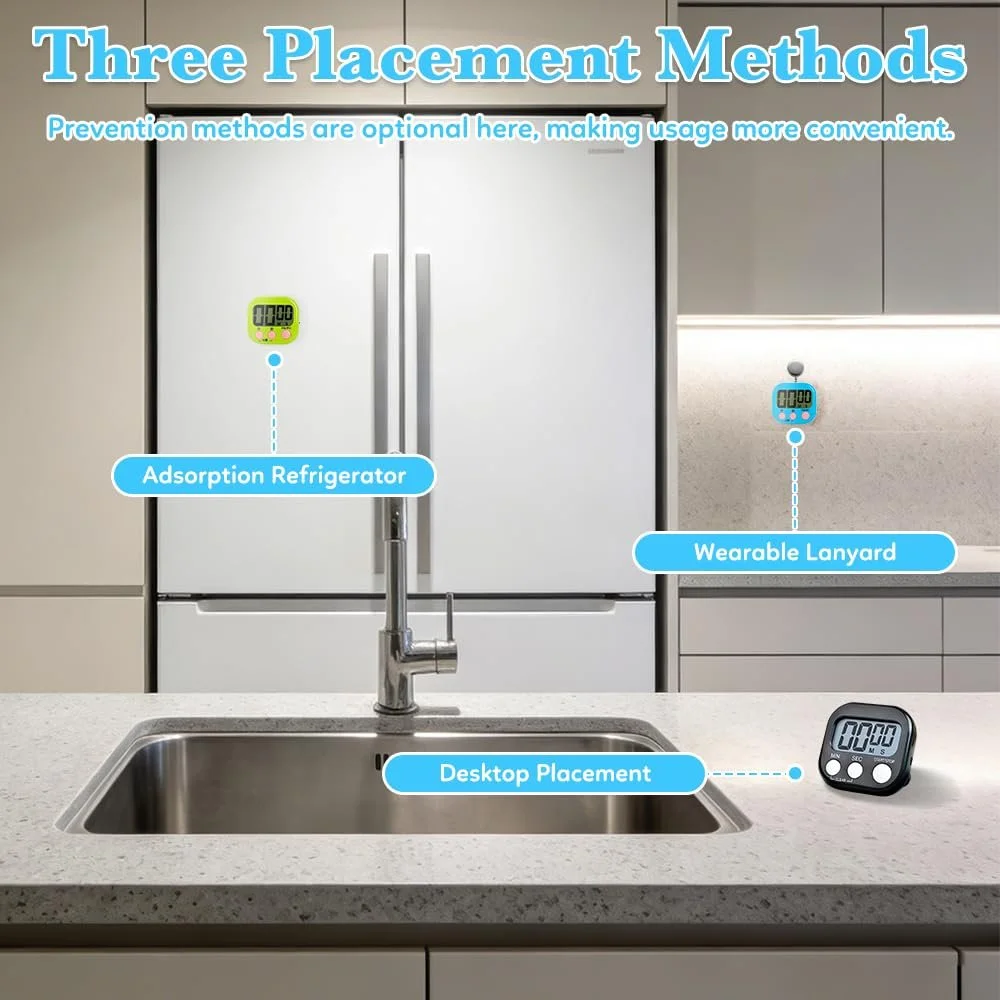 Набор цифровых кухонных таймеров SGZIOO Pack of 6 Magnetic LCD, фото №5 Набор цифровых кухонных таймеров SGZIOO Pack of 6 Magnetic LCD, фото №5