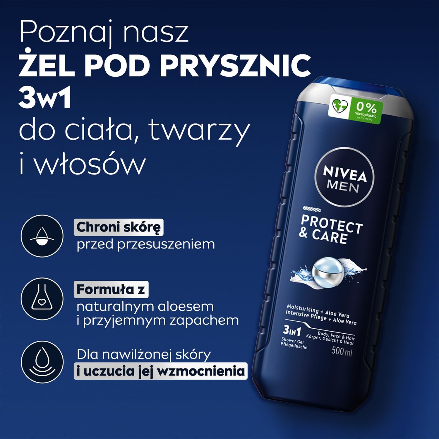 Гель для душа NIVEA Protect&Care Aloe Vera 500 мл, фото №2