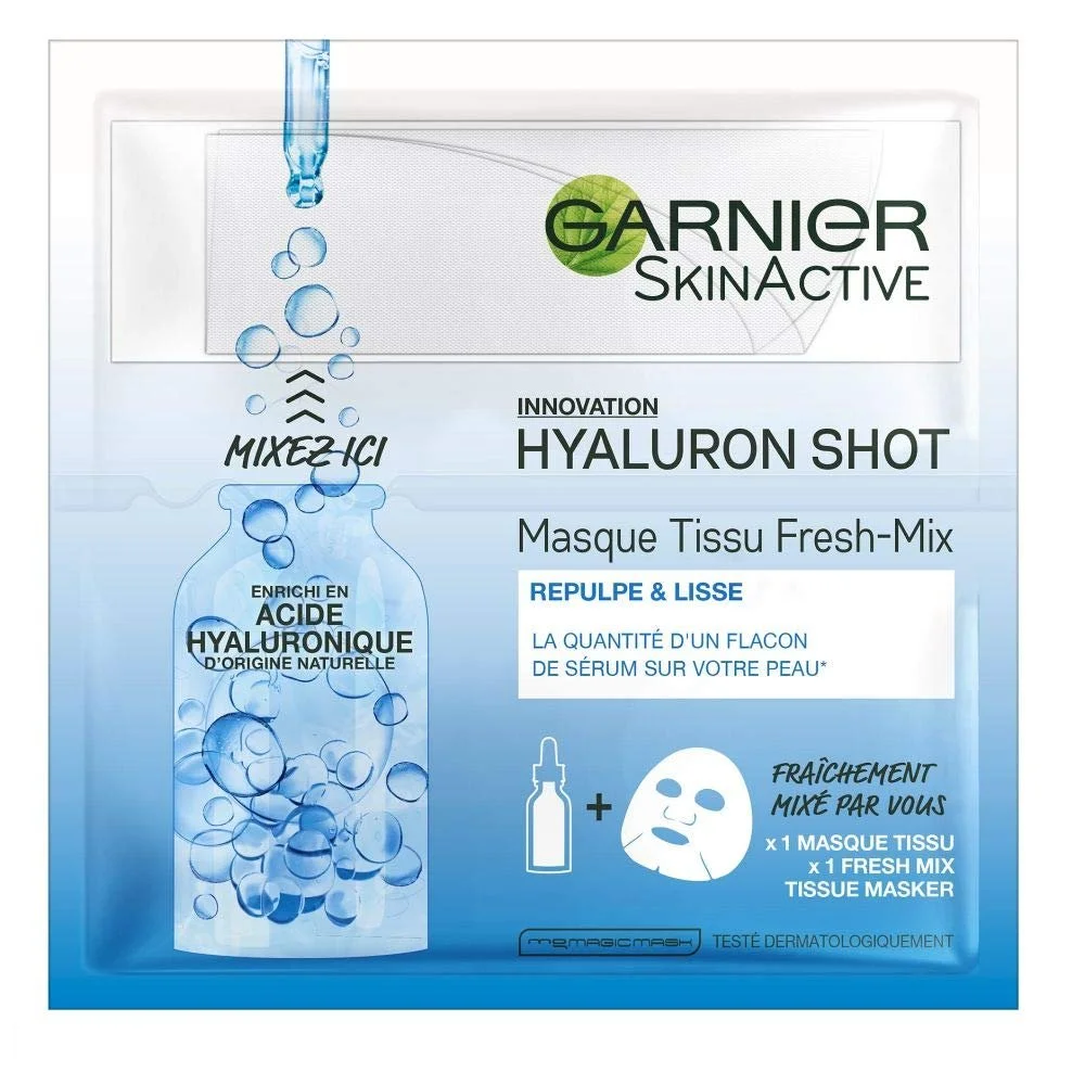 Тканинна Маска для обличчя Garnier Fresh Mix Hyaluron Shot, фото №1