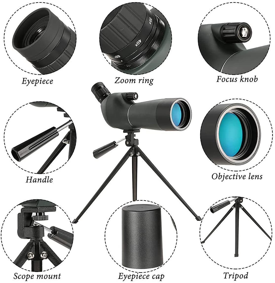 Монокуляр M3M 20-60x60 Водонепроникний для спотингу HD з штативом, фото №3
