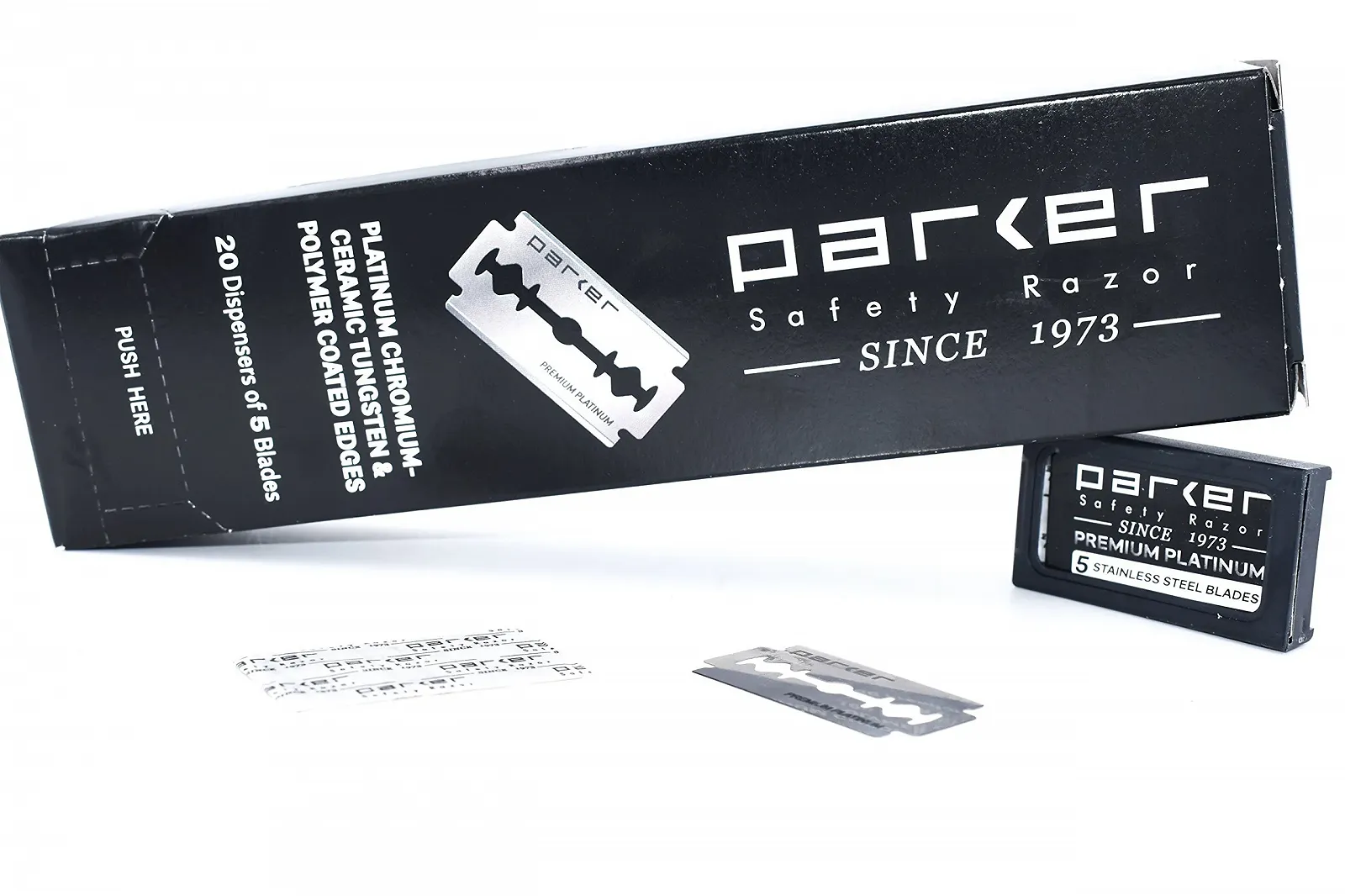 Лезвия для безопасной бритвы Parker Double Edge Platinum Tungsten Chrome 100 шт., фото №4