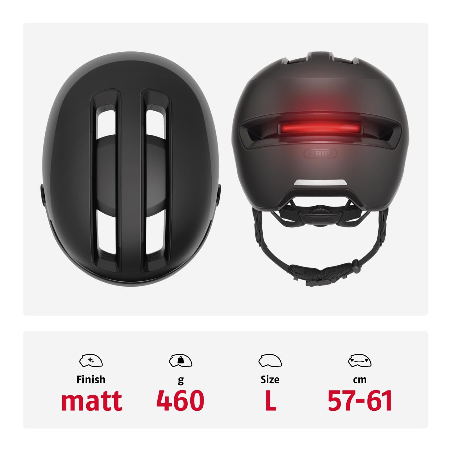 Шлем ABUS City HUD-Y ACE с козырьком и магнитной перезаряжаемой LED подсветкой, фото №3