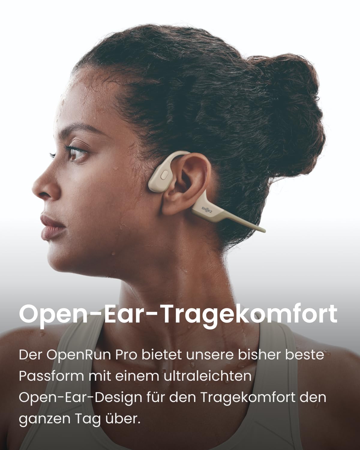 Навушники Shokz OpenRun Pro Bone Sound Навушники для спорту з мікрофоном Bluetooth Bone Conduction гарнітура водонепроникна та пилозахищена бежевий, фото №3
