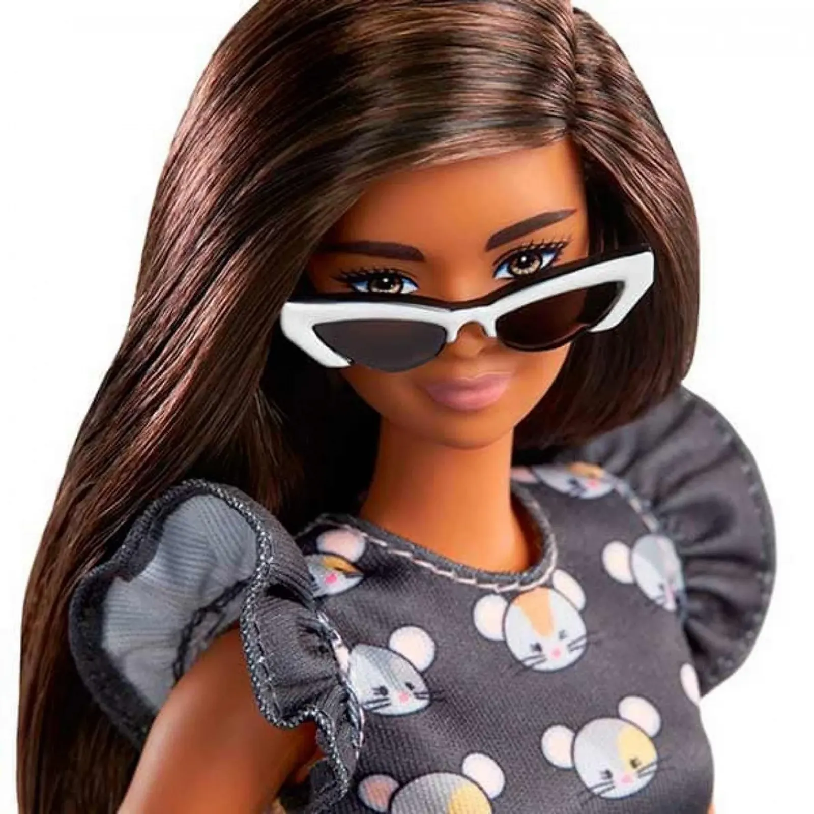 Лялька Barbie Fashionistas GYB01 Сіра сукня з принтом мишей, фото №4