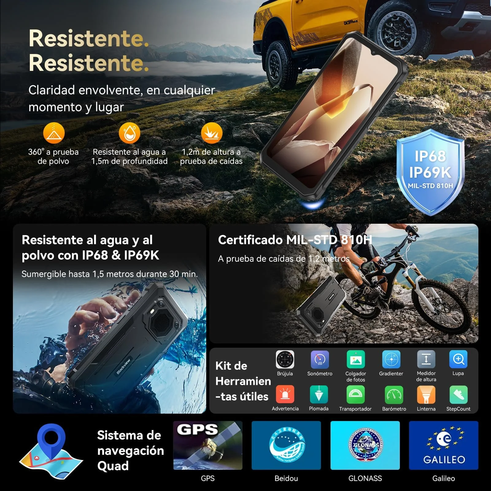 Защищенный мобильный телефон Blackview BV6200 Plus 11000 мАч 24 ГБ + 128 ГБ / 2 ТБ Android 15 Динамик 98 дБ 6,56 дюйма 90 Гц IP69K 16 Мп / Dual 4G / OTG / GPS / NFC, фото №5