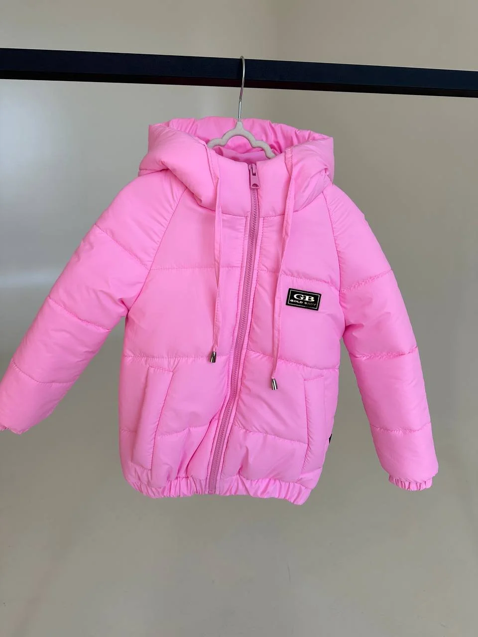Дитяча демісезонна курточка з капюшоном від 74 до 158 розмір, весна/осінь рожева, фото №1