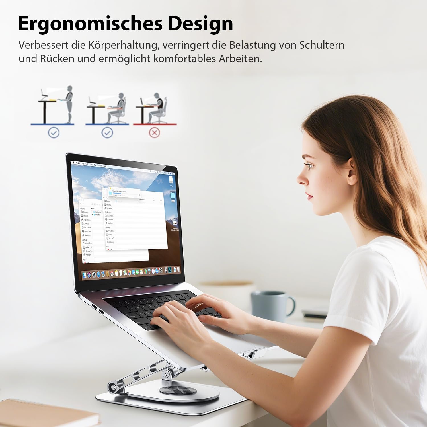 Підставка для ноутбука алюмінієва з обертовою основою на 360, фото №7 Підставка для ноутбука алюмінієва з обертовою основою на 360, фото №7