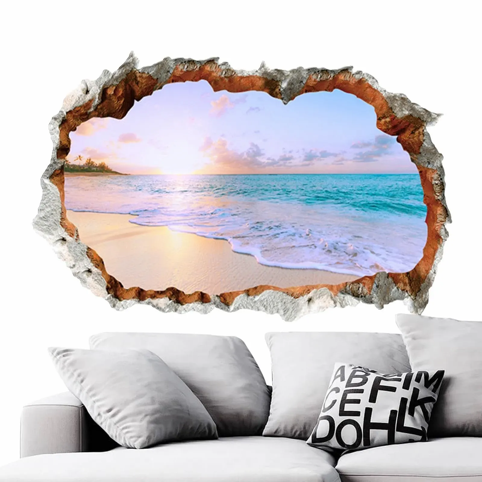 Настінна наклейка Пейзаж Вид на море з ефектом пролому 3D, фото №8